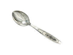 Серебряная десертная ложка с цветочным орнаментом на ручке «Астра»